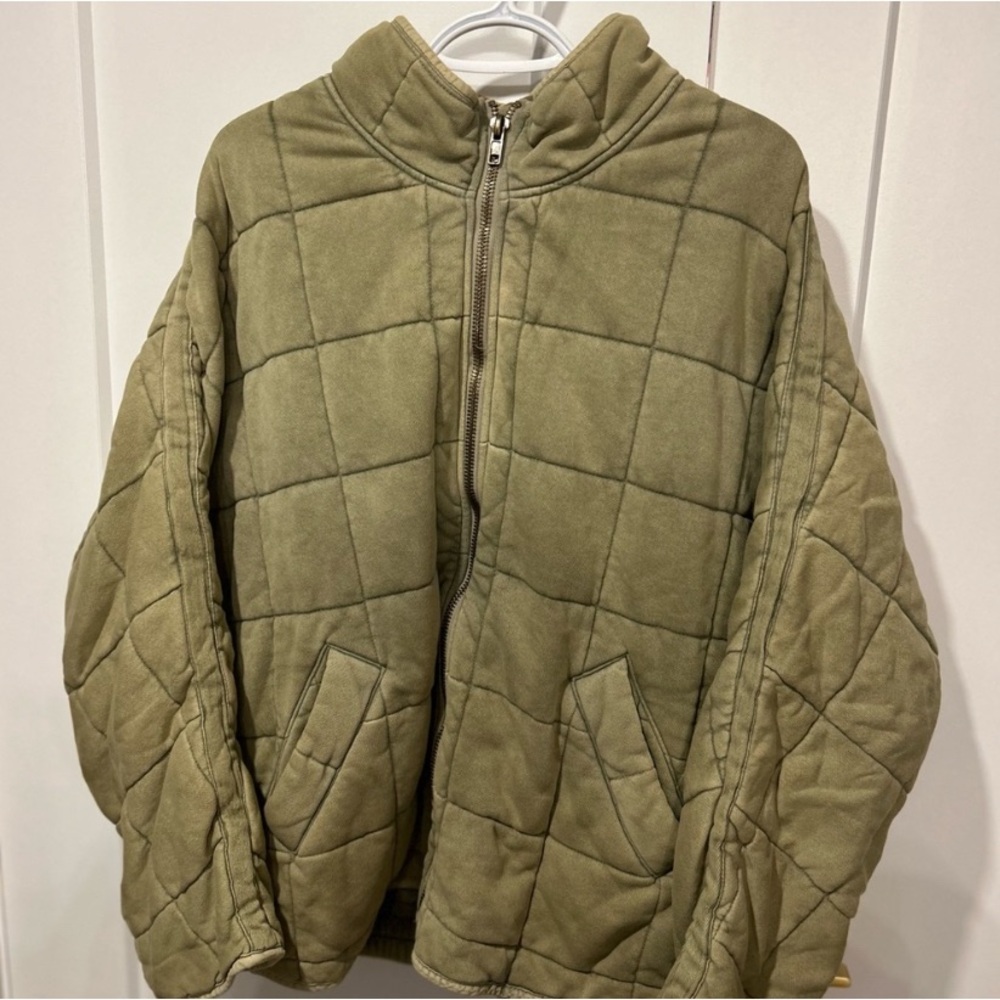 FREE PEOPLE Quilted Olive Green Jacket